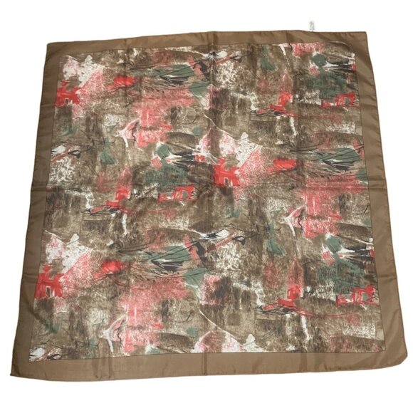 Vintage Abstract Floral Scarf Wall Art Polyester Made In Italy 35 x 35 Inches - Picture 1 of 9